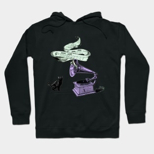 The cat and the song (violet) Hoodie